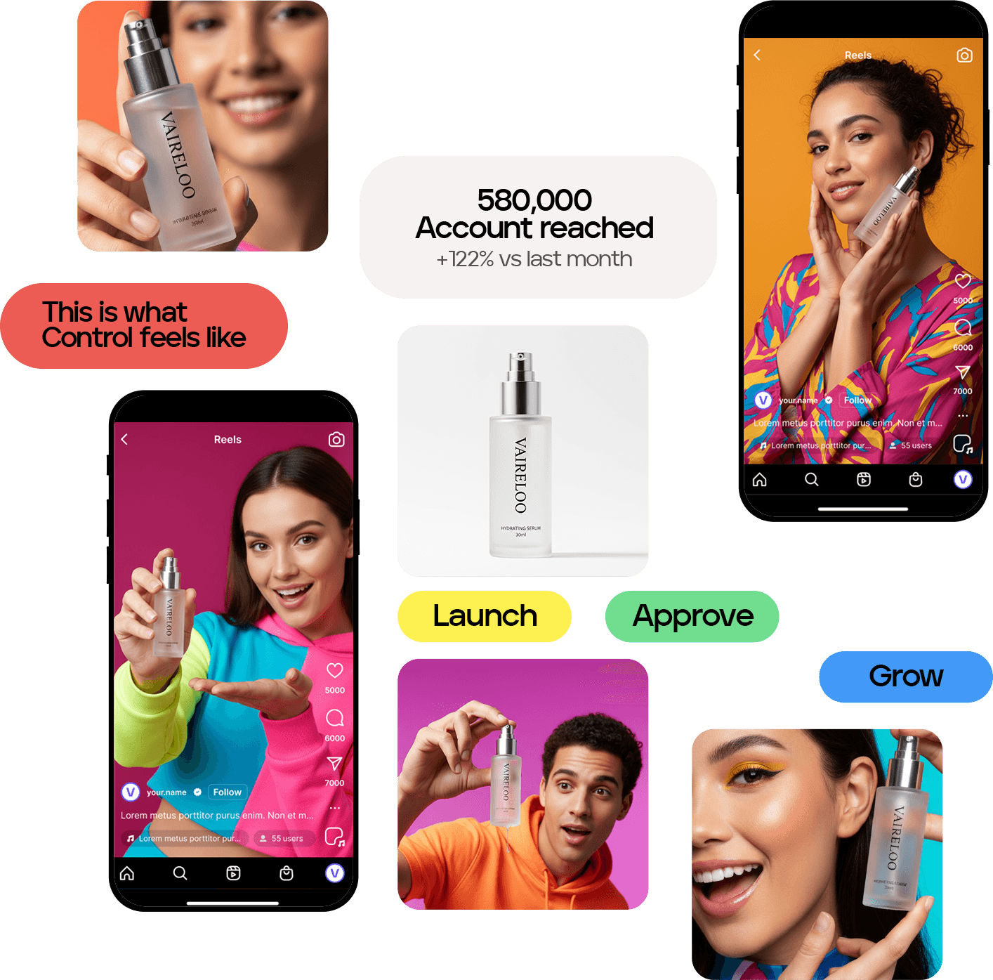 Vairloo campaign collage showing creators, content, and reach metrics